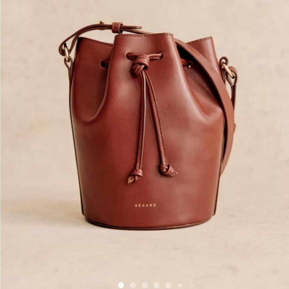 Sezane Brown Leather Bucket Bag